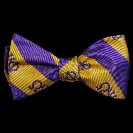 Omega Bow Tie & Handkerchief Set Purple/ Gold