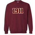 kappa alpha psi crimson crewneck sweatshirt with crimson 1911 embroidered across the chest.