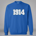 phi beta sigma Blue sweatshirt with '1914' embroidered on white background