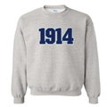 phi beta sigma grey sweatshirt with '1914' embroidered on it in blue against a white background