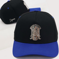 Black and blue cap with a silver phi beta sigma shield