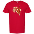 Red t-shirt with design of a hand throwing the kappa hand sign and text 
