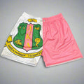 Pink shorts with a crest