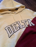 crimson and cream hoodie with 