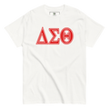 white shirt with greek letters 