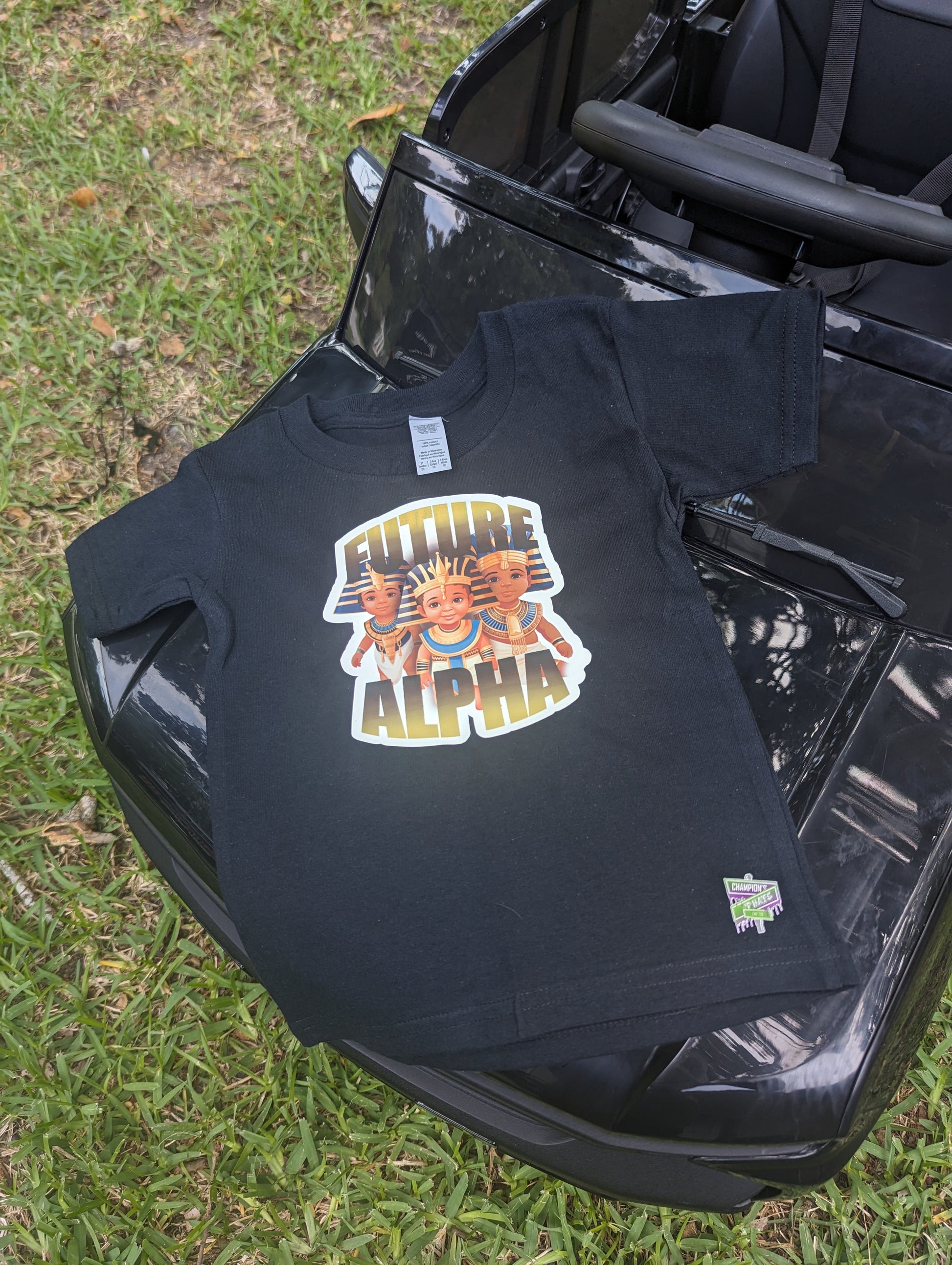 black childrens future alpha tee