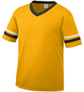 gold, black and white jersey shirt