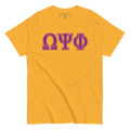 gold t shirt with greek letters 