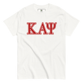 white shirt with greek letters 