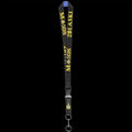 Black lanyard with yellow text and symbols on a white background