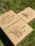cardboard boxes with designs