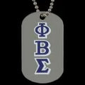 Dog tag with Phi Beta Sigma letters on a chain