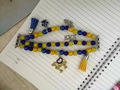 Blue and gold beaded apple watch band/bracelet with tassels for sigma gamma rho