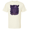 Beige t-shirt with purple graphic of Thirkield Hall Howard University