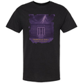 Black t-shirt with purple graphic of Thirskfield Hall and 'Thirkfield Hall Howard University' text on a white background