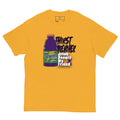 gold tshirt with graphic design