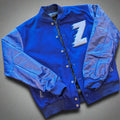 Blue varsity jacket with a large white 'Z' 