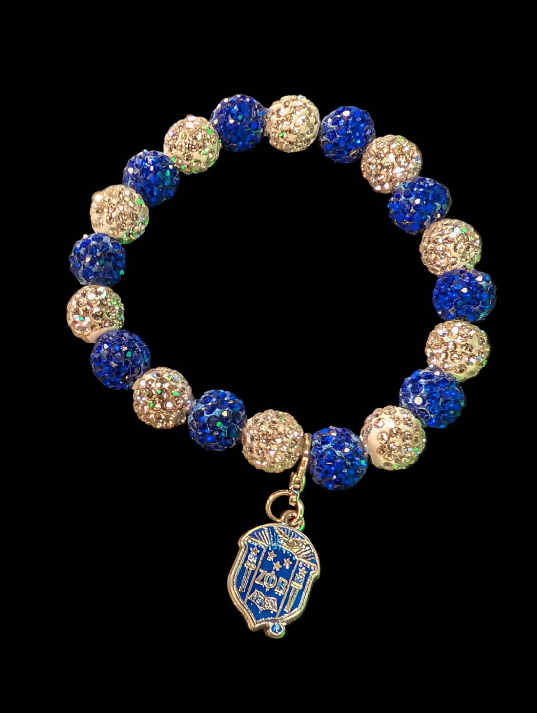 Zeta Sorority Beaded Bling Bracelet w/ Charm